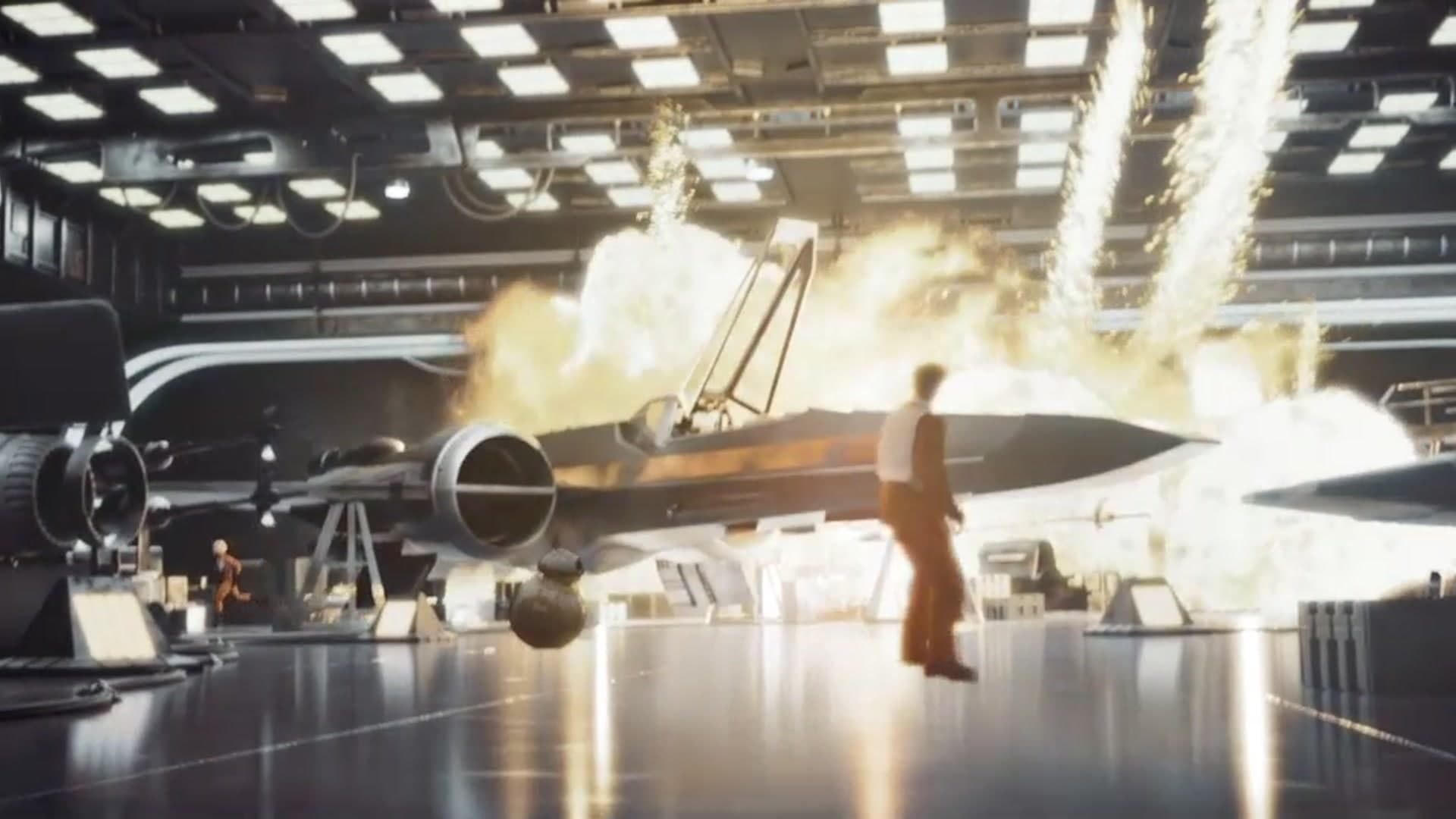 Hangar explosion frame from the Teaser Suede Star Wars recreation
